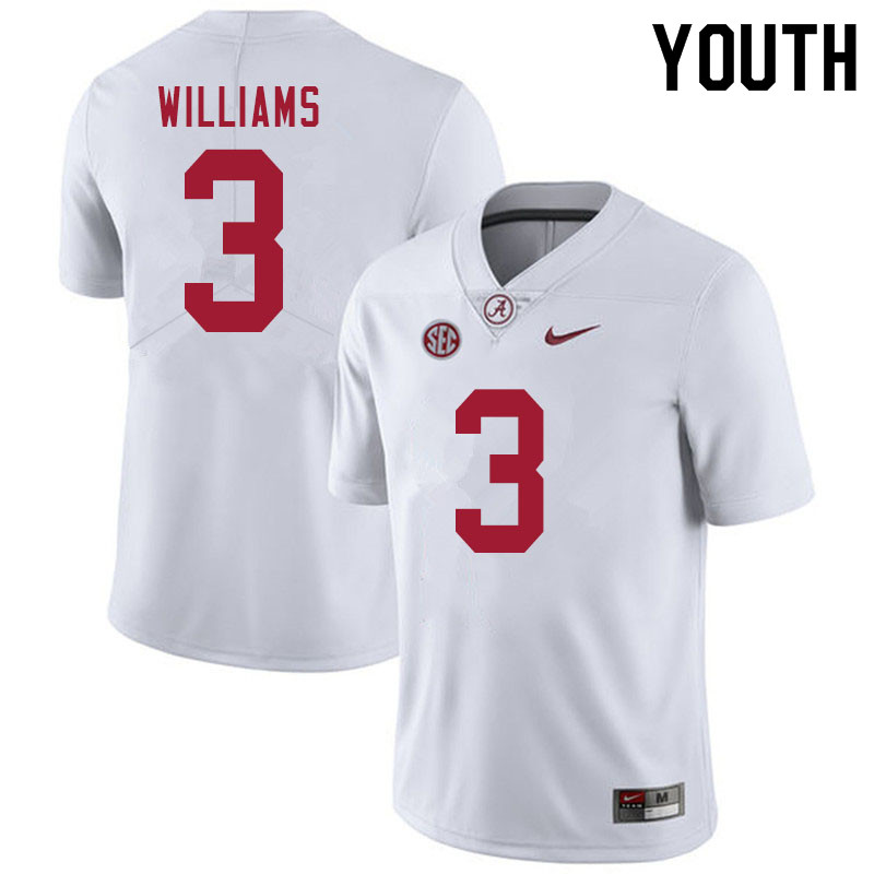 Youth #3 Xavier Williams Alabama White Tide College Football Jerseys Sale-White
